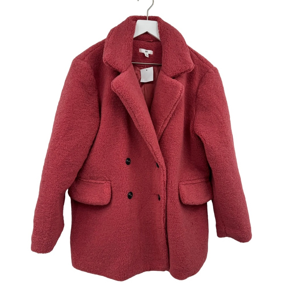 BP Pink Teddy Fleece Pea Coat Size Medium